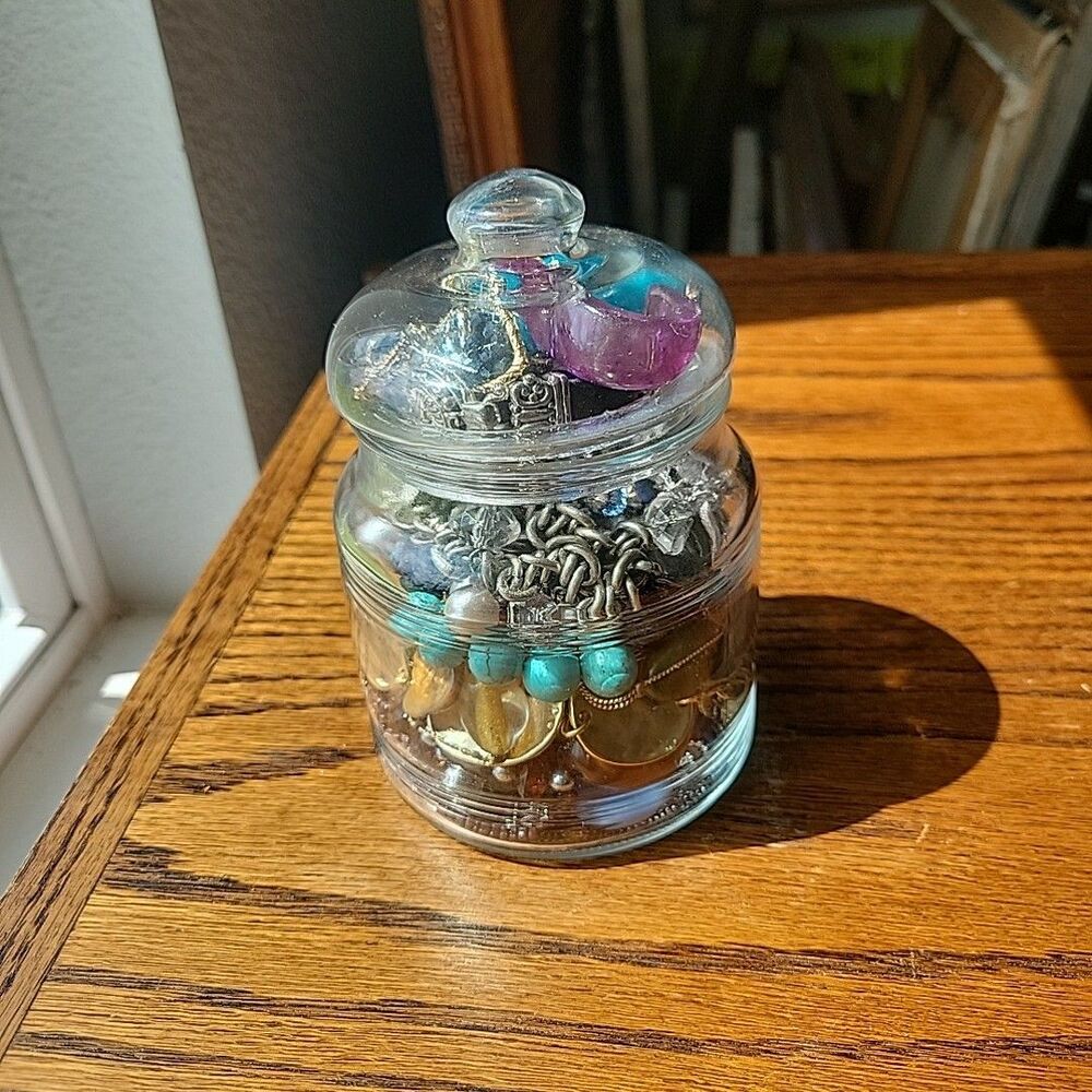 Small Mystery Jewelry Jar all wearable - earrings in pairs Necklaces bracelets